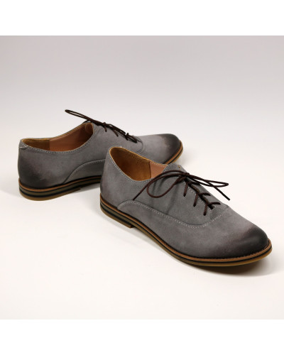 Туфли из замши светло-серого цвета с эффектом потертости  Арт. 05-6