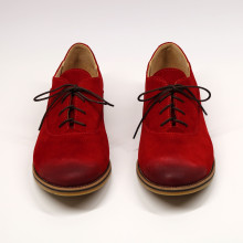 Туфли из замши красного цвета с эффектом потертости  Арт. 05-6