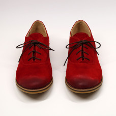 Туфли из замши красного цвета с эффектом потертости  Арт. 05-6