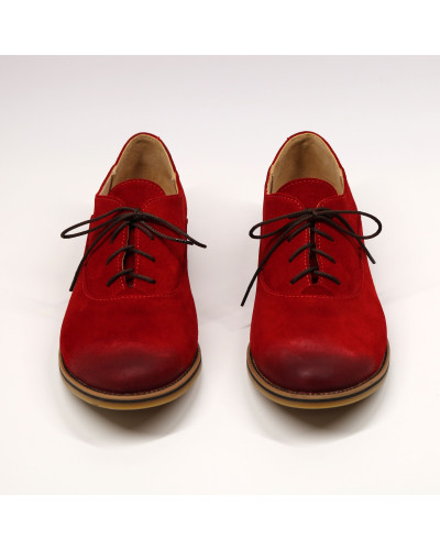 Туфли из замши красного цвета с эффектом потертости  Арт. 05-6