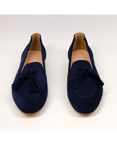 Замшеві лофери в яскраво синьому кольорі із китицями Арт. 156-1/33