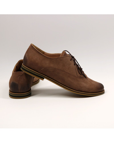 Туфли из замши цвета капучино с эффектом потертости  Арт. 05-6