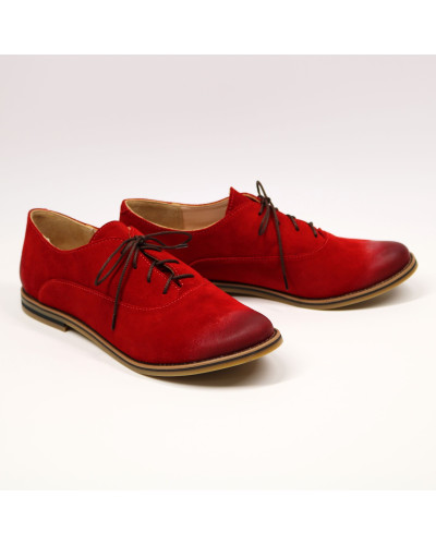 Туфли из замши красного цвета с эффектом потертости  Арт. 05-6