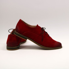 Туфли из замши красного цвета с эффектом потертости  Арт. 05-6