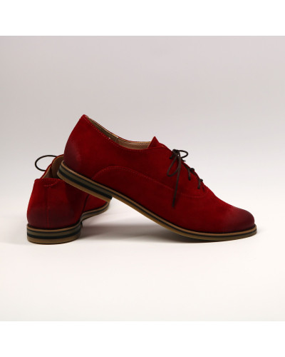 Туфли из замши красного цвета с эффектом потертости  Арт. 05-6