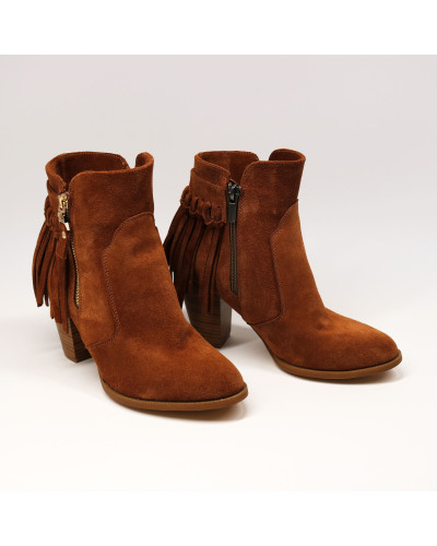 Ботильоны с бахромой из рыжей замши Арт. 805-3/24ст