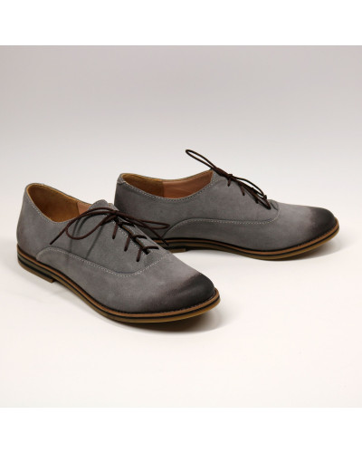 Туфли из замши светло-серого цвета с эффектом потертости  Арт. 05-6