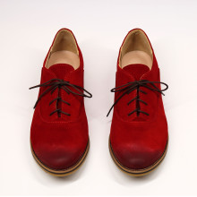 Туфли из замши красного цвета с эффектом потертости  Арт. 05-6