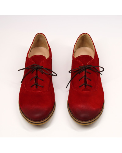 Туфли из замши красного цвета с эффектом потертости  Арт. 05-6