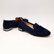 Замшеві лофери в яскраво синьому кольорі із китицями Арт. 156-1/33