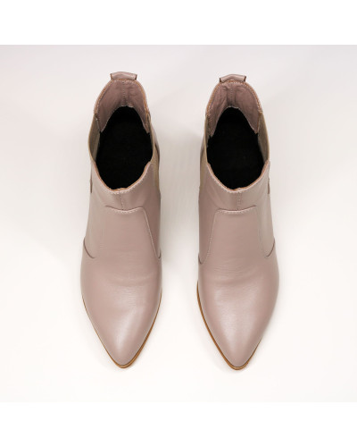 Напівчоботи з бежевої шкіри на підборах Арт. 657-9/41Ok-str