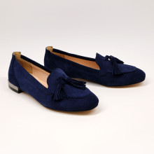 Замшеві лофери в яскраво синьому кольорі із китицями Арт. 156-1/33
