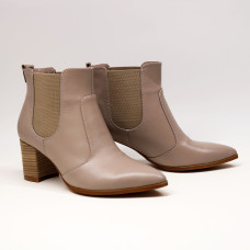 Напівчоботи з бежевої шкіри на підборах Арт. 657-9/41Ok-str