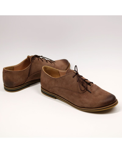 Туфли из замши цвета капучино с эффектом потертости  Арт. 05-6