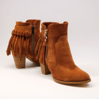 Ботильоны с бахромой из рыжей замши Арт. 805-3/24ст