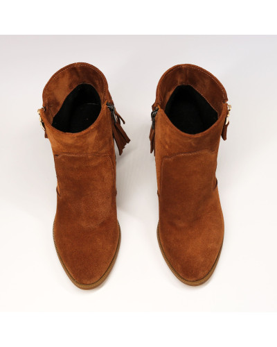 Ботильоны с бахромой из рыжей замши Арт. 805-3/24ст