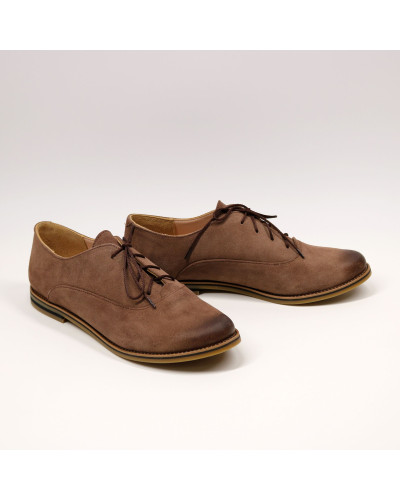 Туфли из замши цвета капучино с эффектом потертости  Арт. 05-6