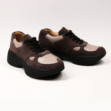 Кросівки із замші кольору какао зі шкіряними вставками Арт. 15-2/176