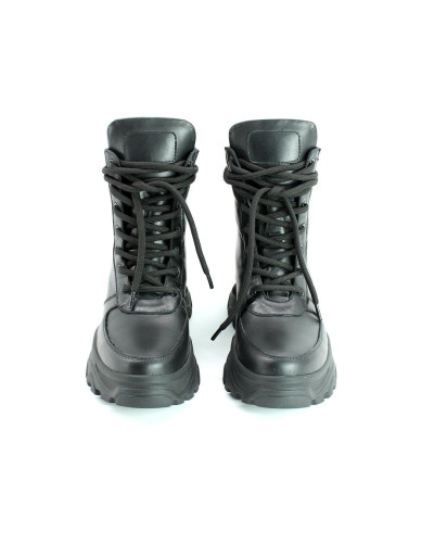 Ботинки со шнуровкой из черной кожи Арт. As-2/247