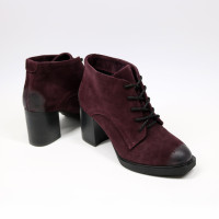 Ботильоны из замши цвета баклажан с эффектом потертости  Арт. 605-8Alf3
