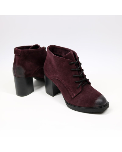 Ботильоны из замши цвета баклажан с эффектом потертости  Арт. 605-8Alf3