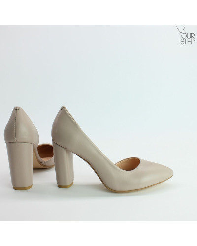 Туфлі-човники з бежевої шкіри Арт. 35-5/24Ок