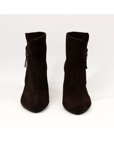 Ботильоны из велюра цвета шоколад  Арт. 52-5/54Ок