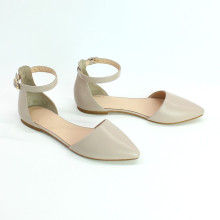 Босоніжки з бежевої шкіри з гострим носом Арт.17-3