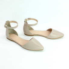 Босоніжки з бежевої шкіри з гострим носом Арт.17-3
