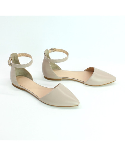 Босоніжки з бежевої шкіри з гострим носом Арт.: 17-3