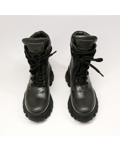 Ботинки со шнуровкой из кожи цвета хаки Арт. As-2/247