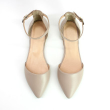 Босоніжки з бежевої шкіри з гострим носом Арт.17-3