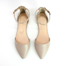 Босоніжки з бежевої шкіри з гострим носом Арт.17-3