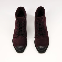 Ботильоны из замши цвета баклажан с эффектом потертости  Арт. 605-8Alf3