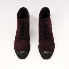 Ботильоны из замши цвета баклажан с эффектом потертости  Арт. 605-8Alf3