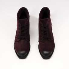 Ботильоны из замши цвета баклажан с эффектом потертости  Арт. 605-8Alf3