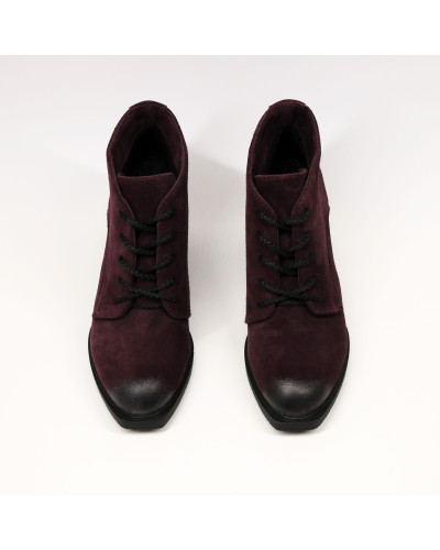 Ботильоны из замши цвета баклажан с эффектом потертости  Арт. 605-8Alf3