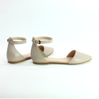 Босоніжки з бежевої шкіри з гострим носом Арт.17-3