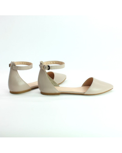 Босоніжки з бежевої шкіри з гострим носом Арт.: 17-3