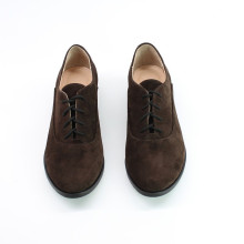 Туфли на низком ходу из замши шоколадного цвета  Арт. 05-6(Mar4)