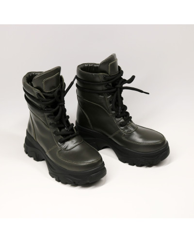 Ботинки со шнуровкой из кожи цвета хаки Арт. As-2/247