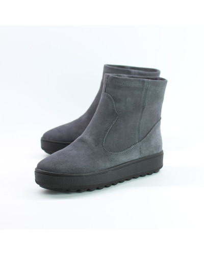 Ботинки из темно-серой  замши 12-19(Ls6)