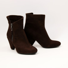 Ботильоны из велюра цвета шоколад  Арт. 52-5/54Ок