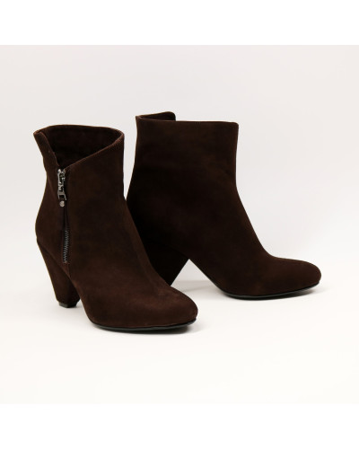 Ботильоны из велюра цвета шоколад  Арт. 52-5/54Ок