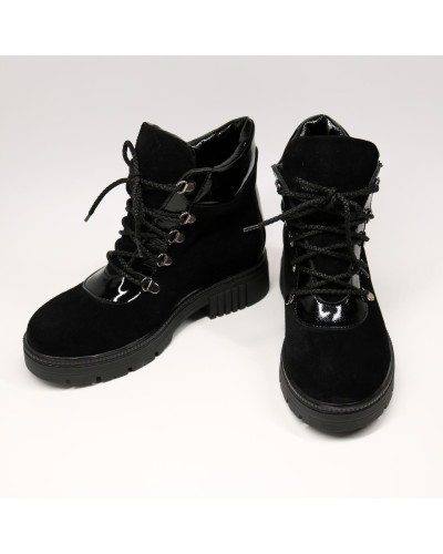 Ботинки со шнуровкой черного цвета из замши и наплака Арт. As-3/17