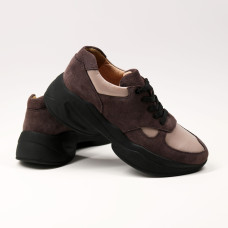 Кросівки із замші кольору какао зі шкіряними вставками Арт. 15-2/176