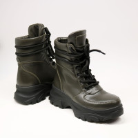 Ботинки со шнуровкой из кожи цвета хаки Арт. As-2/247