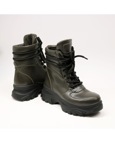 Ботинки со шнуровкой из кожи цвета хаки Арт. As-2/247