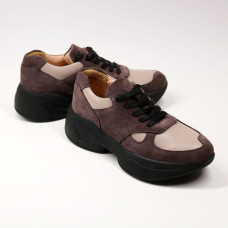 Кросівки із замші кольору какао зі шкіряними вставками Арт. 15-2/176