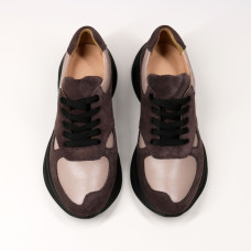 Кросівки із замші кольору какао зі шкіряними вставками Арт. 15-2/176